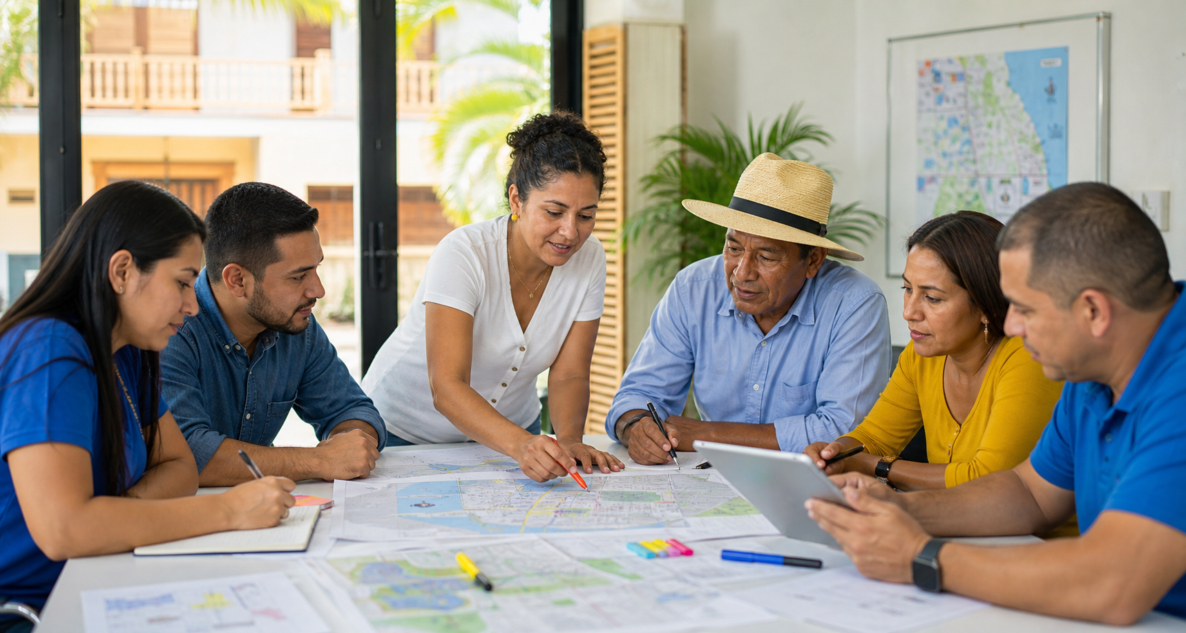 Equipo colombiano coordinando trabajo territorial